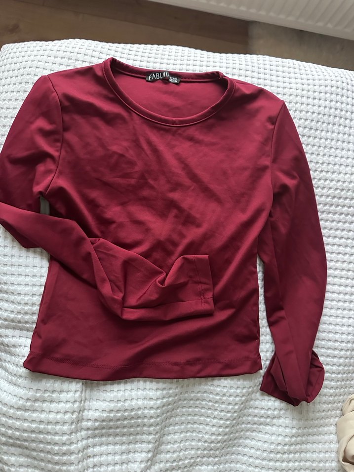 Bordo Uzun Kollu Hamile Tişörtü - Görsel 3