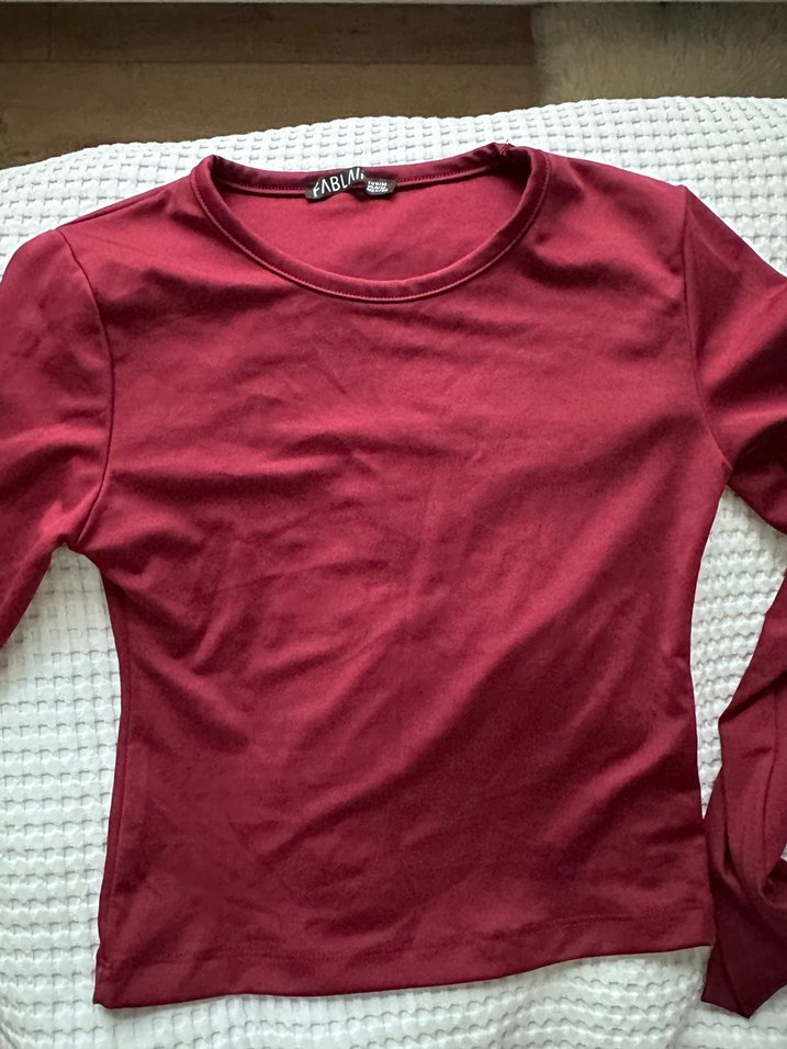 Bordo Uzun Kollu Hamile Tişörtü - Görsel 4