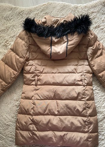 Bej Kürklü kız çocuk mont - Görsel 2