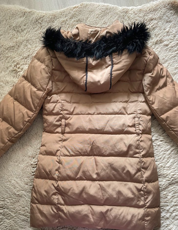 Bej Kürklü kız çocuk mont - Görsel 2