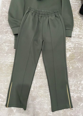 Kadın Kapüşonlu skuba kumaş Kemerli Haki Eşofman Takımı - Görsel 6