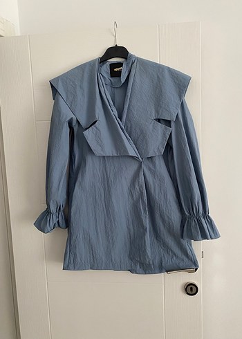 Kadın Mavi Kemerli Trençkot - Görsel 2