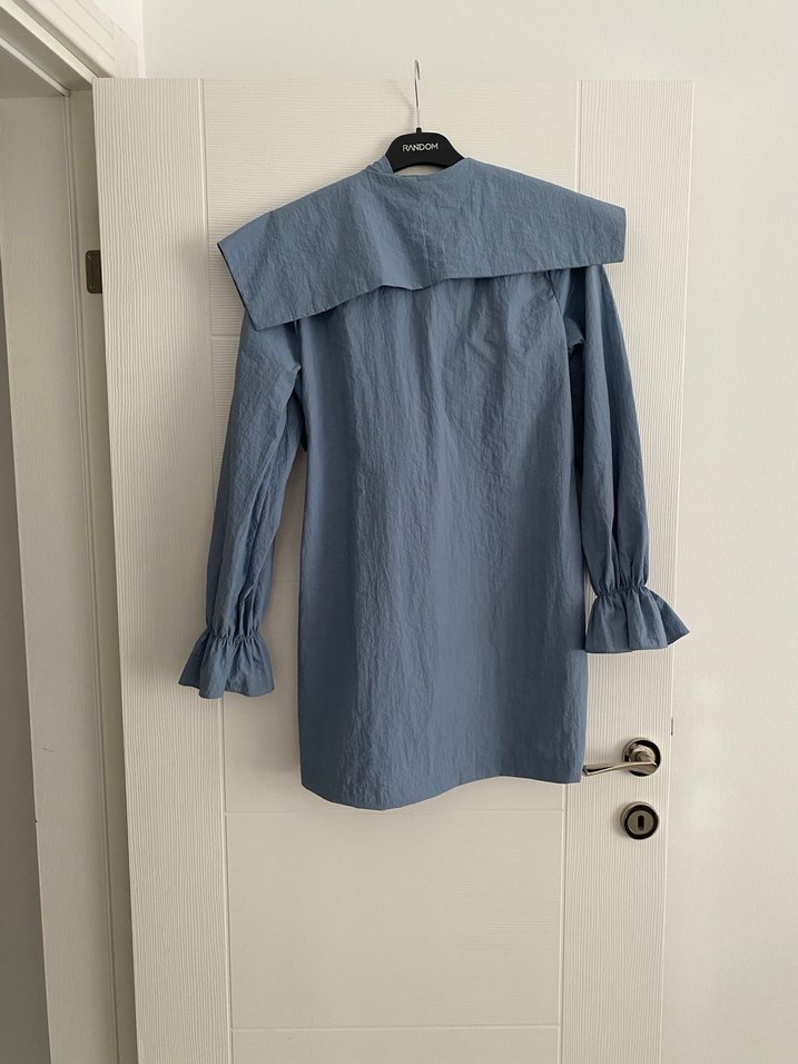 Kadın Mavi Kemerli Trençkot - Görsel 3