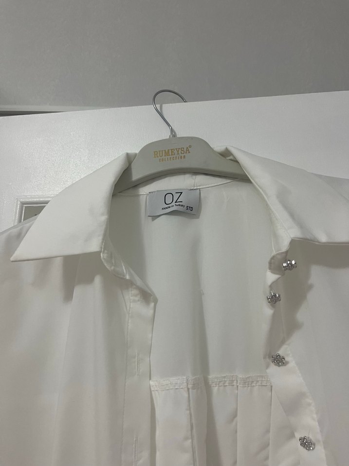 Özsarıcam Düğmeli Beyaz Keten Gömlek - Görsel 4