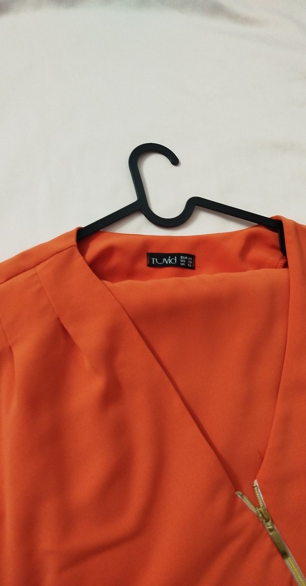 Büyük Beden Turuncu Asimetrik Kesim Tulum - Görsel 2