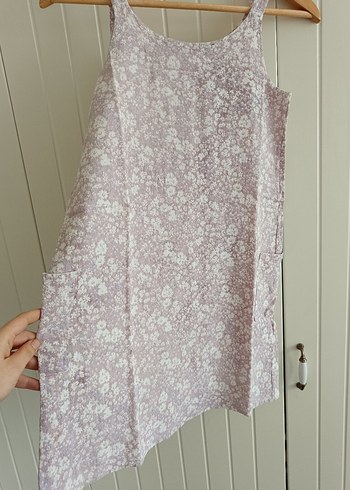 Lila Çiçekli Cepli Mini Elbise - Görsel 5