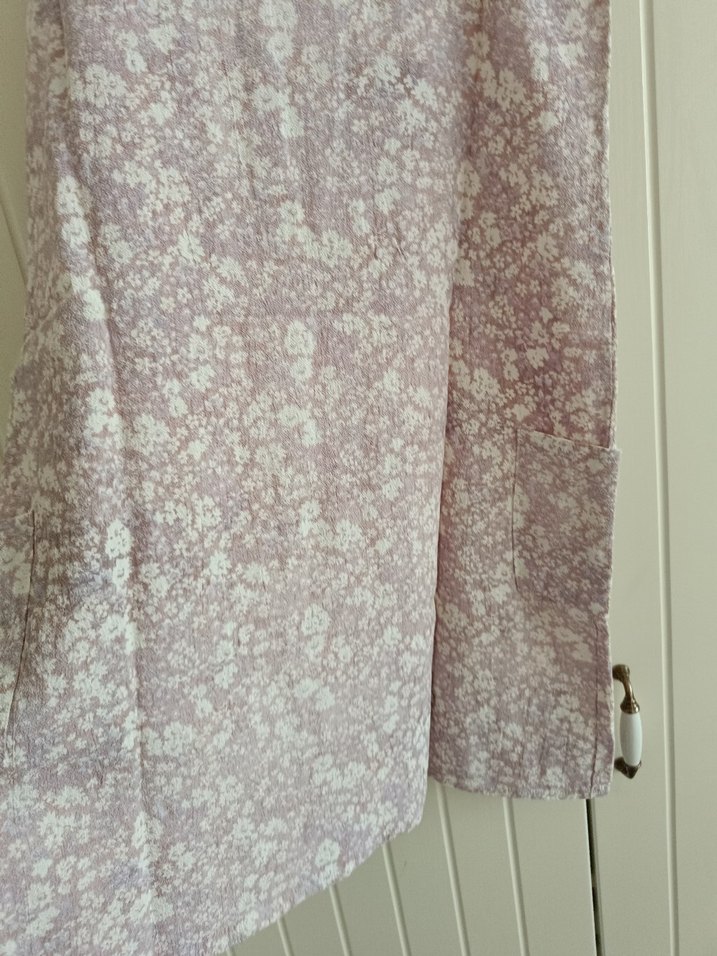 Lila Çiçekli Cepli Mini Elbise - Görsel 2