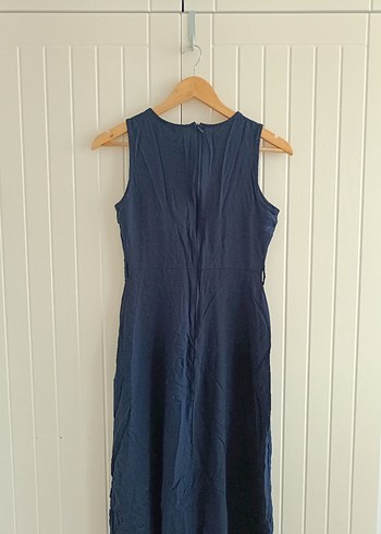 Lacivert Uzun Yazlık Elbise - Görsel 5