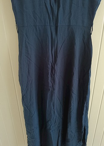 Lacivert Uzun Yazlık Elbise - Görsel 8