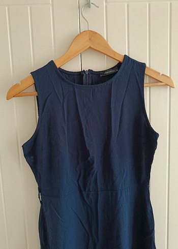 Lacivert Uzun Yazlık Elbise - Görsel 2