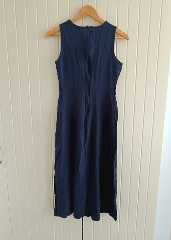 Lacivert Uzun Yazlık Elbise - Görsel 4