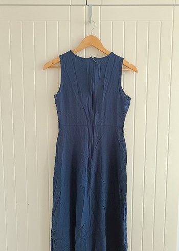 Lacivert Uzun Yazlık Elbise - Görsel 6