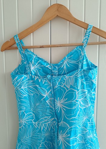 Turkuaz Çiçek Desenli Bohem Elbise - Görsel 6