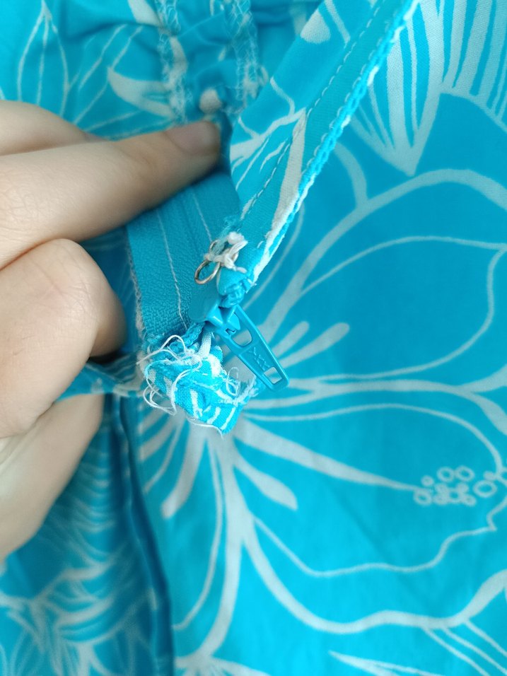 Turkuaz Çiçek Desenli Bohem Elbise - Görsel 4