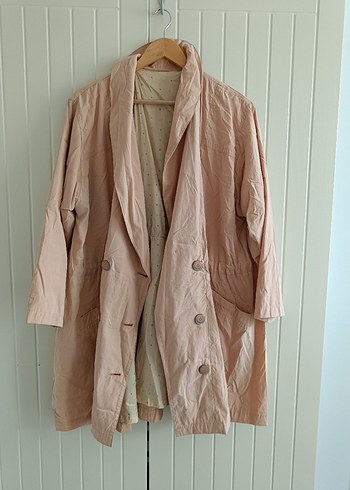 Pudra Rengi Büyük Beden Trençkot - Görsel 2