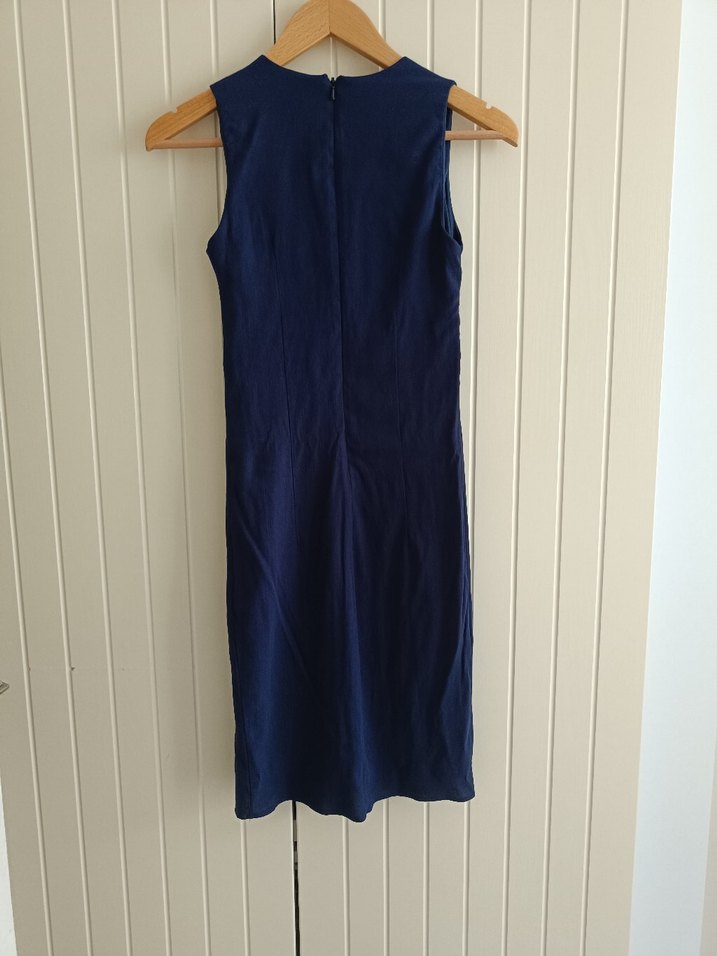 ADL Lacivert Keten Elbise - Görsel 5