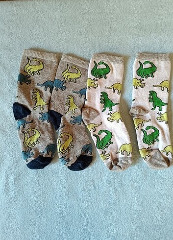 Dinozor Desenli Çocuk Çorap - Görsel 4