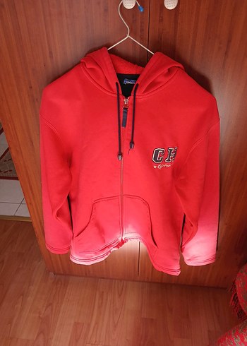 Kırmızı Fermuarlı Kadın Sweatshirt