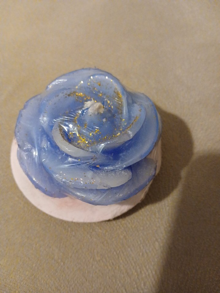 Pastel Mavi Gül Şeklinde Mum - Görsel 2