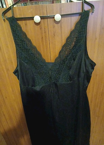 Siyah V-Yaka Dantelli Kadın  kombinozon - Görsel 2