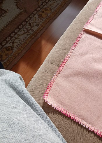 Kenarı Pembe oyalı kumaş peçete - Görsel 5