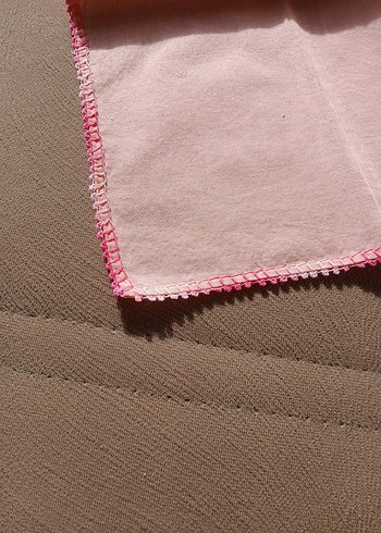 Kenarı Pembe oyalı kumaş peçete - Görsel 3