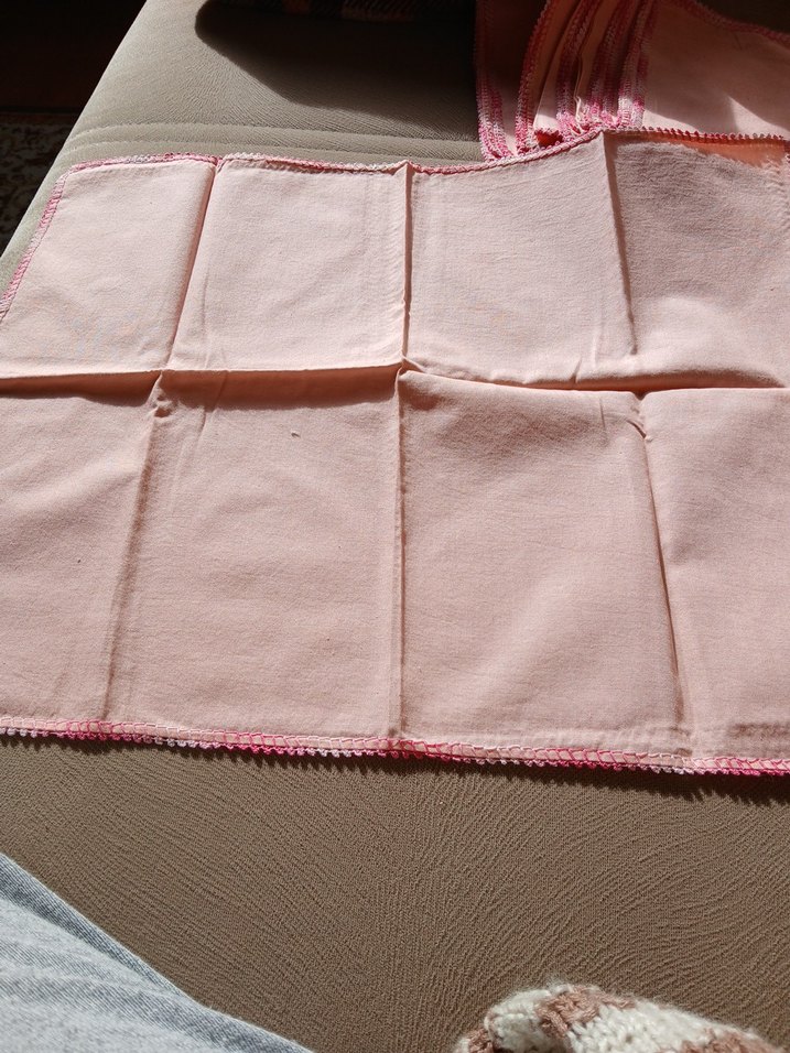 Kenarı Pembe oyalı kumaş peçete - Görsel 4