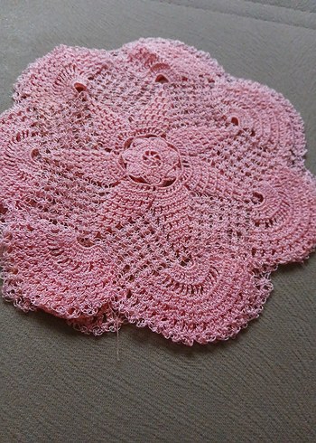 Pembe Vintage El Örgüsü Dantel  Örtü - Görsel 3