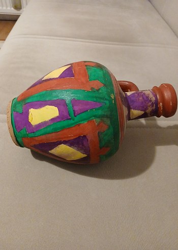 Renkli Dekoratif Kulplu Vazo - Görsel 5