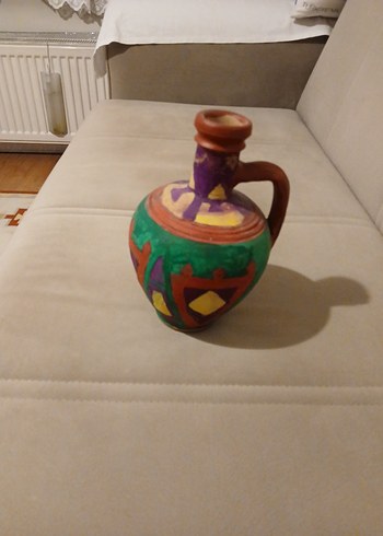 Renkli Dekoratif Kulplu Vazo - Görsel 2