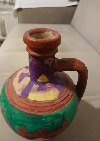 Renkli Dekoratif Kulplu Vazo - Görsel 3