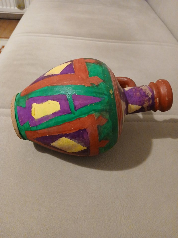 Renkli Dekoratif Kulplu Vazo - Görsel 5