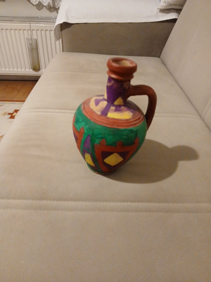 Renkli Dekoratif Kulplu Vazo - Görsel 2