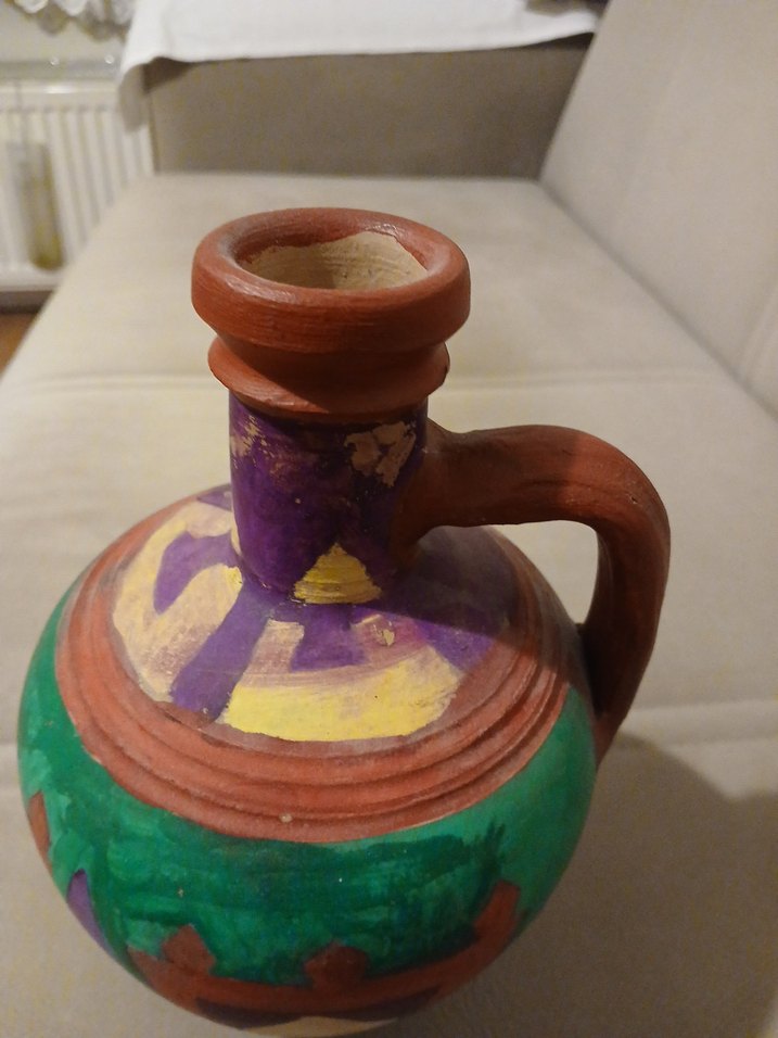 Renkli Dekoratif Kulplu Vazo - Görsel 3