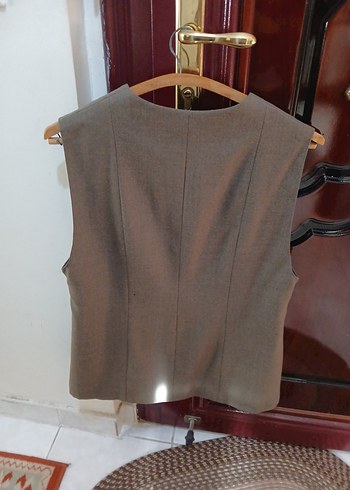 Düğmeli, sümerbank yünlü kumaşından dikilmiş   Kadın Yeleği - Görsel 3