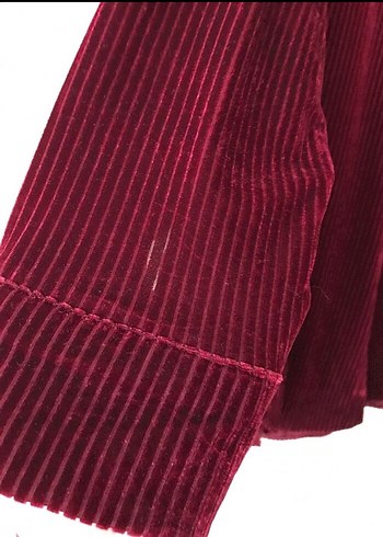 Bordo Piliseli V Yaka Kadın Gömlek - Görsel 3