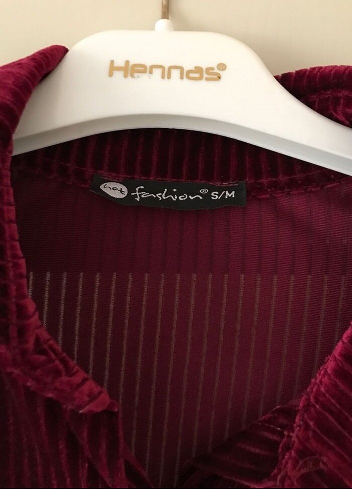 Bordo Piliseli V Yaka Kadın Gömlek - Görsel 5