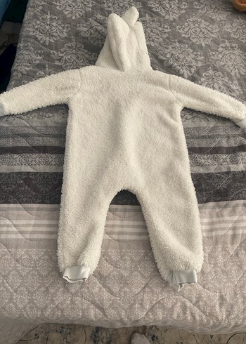 Kapüşonlu Beyaz Kürklü Bebek Tulumu - Görsel 4