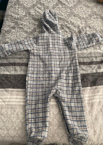 Gri Örgü Bebek Tulum Kapüşonlu - Görsel 3