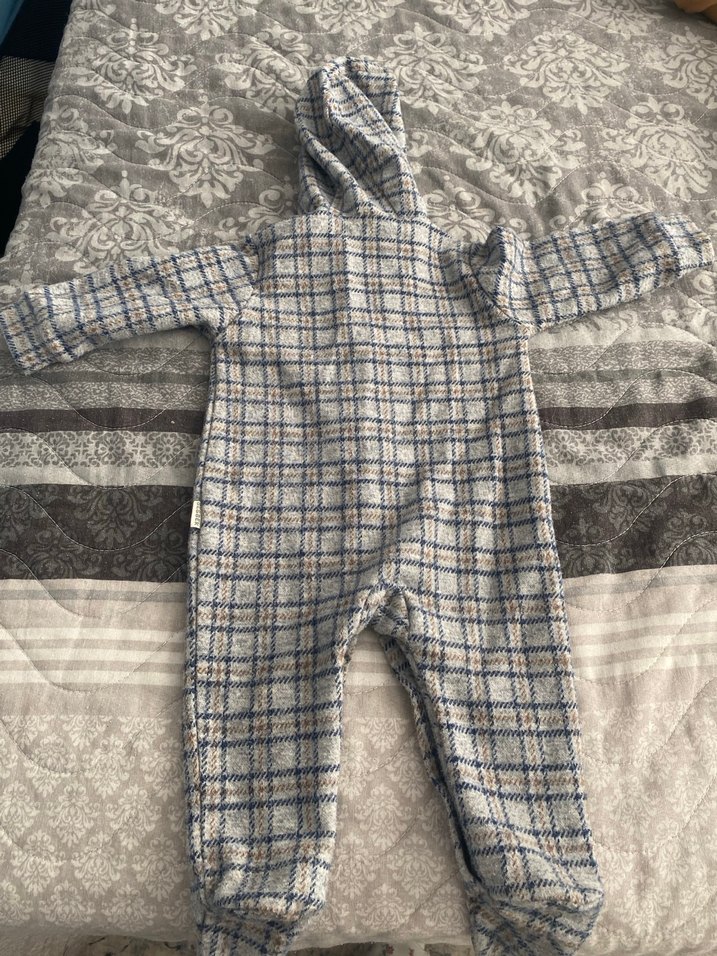 Gri Örgü Bebek Tulum Kapüşonlu - Görsel 4