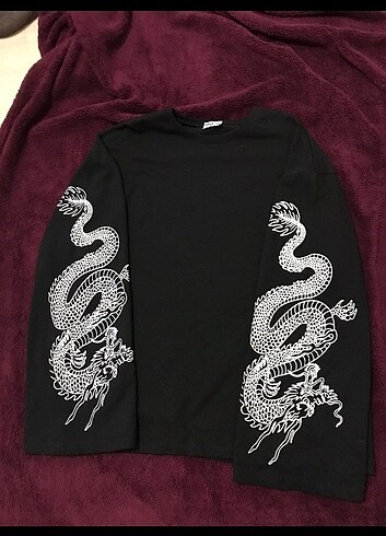 gothic oversize bol kollu yılan baskı sweatshirt 