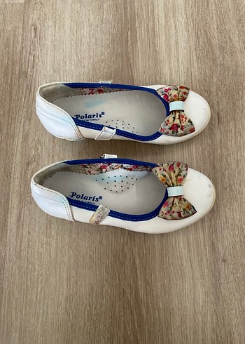 Çiçek Desenli Fiyonklu Beyaz Babet - Görsel 4