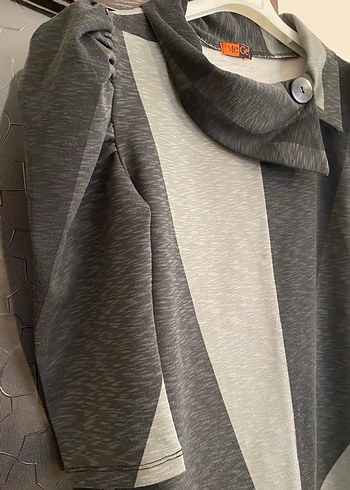 Uzun Kollu Gri Desenli Kadın Elbise - Görsel 5