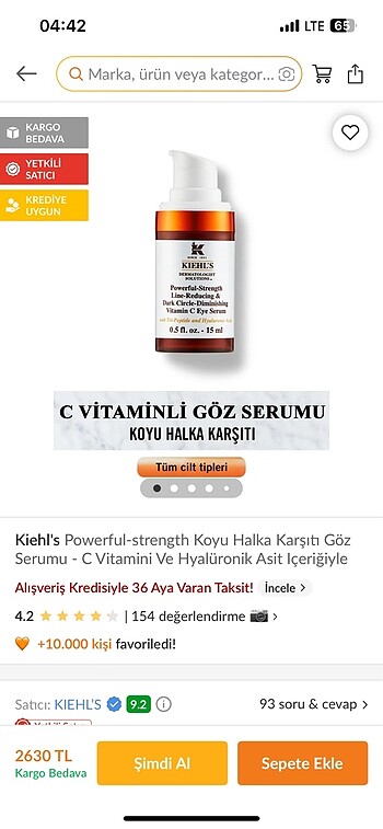 Kıehls göz kremi