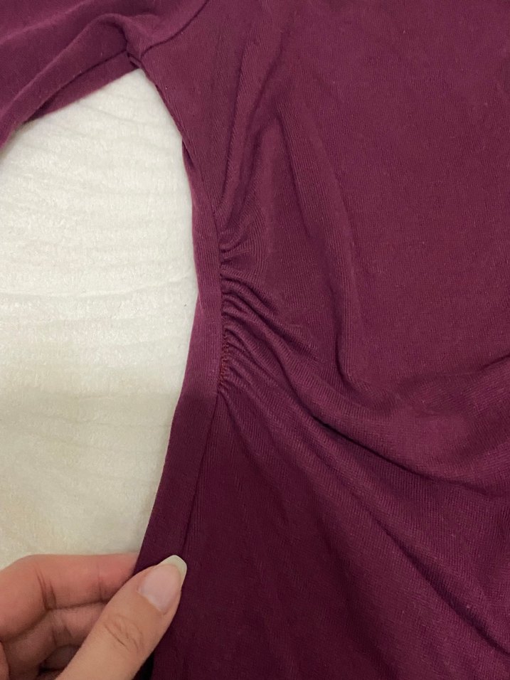 Bordo Drapeli Kayık Yaka Bluz - Görsel 3