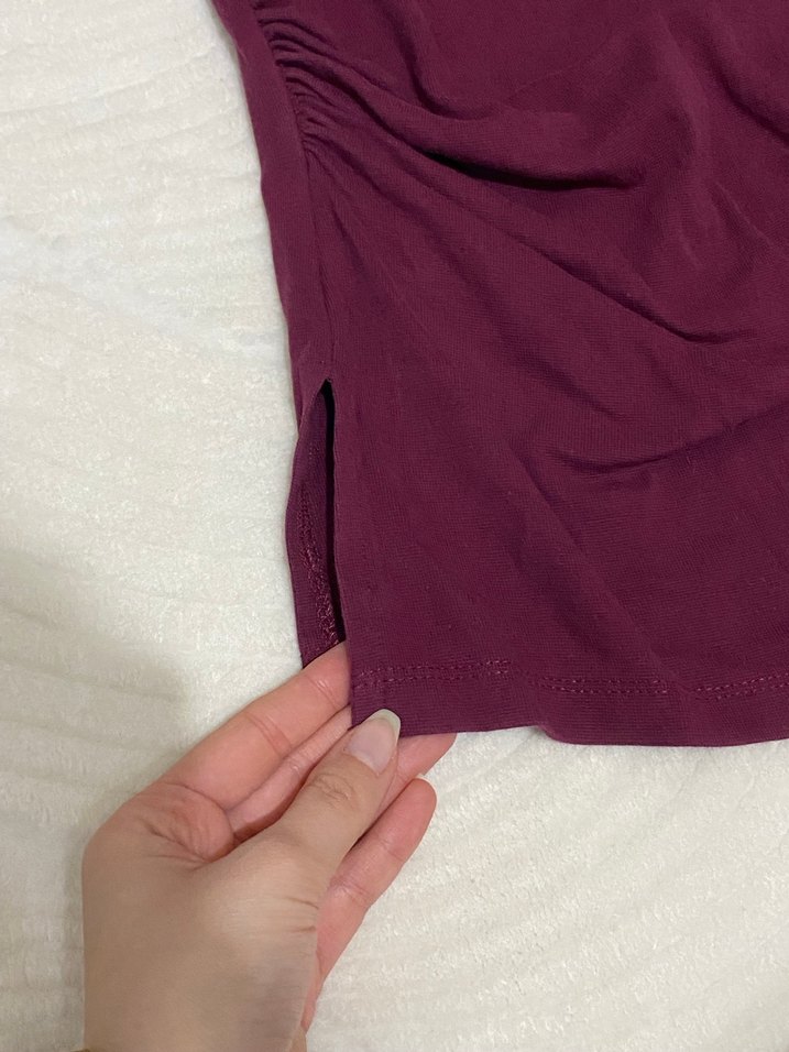 Bordo Drapeli Kayık Yaka Bluz - Görsel 2