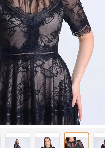 Dantel Detaylı Siyah Uzun Gotik Elbise - Görsel 3