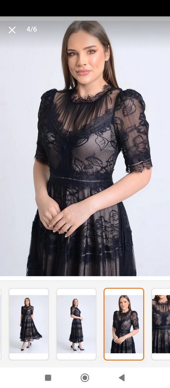 Dantel Detaylı Siyah Uzun Gotik Elbise - Görsel 2