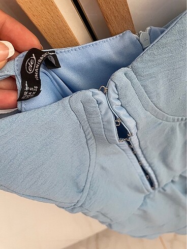 Bershka Mavi Şortlu Elbise