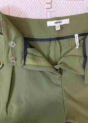 Düğmeli Haki Kadın Kumaş Pantolon - Görsel 6